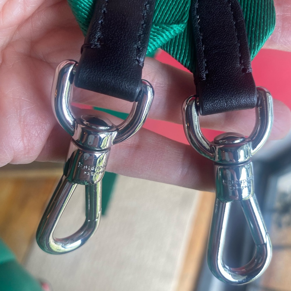 Kate Spade Fabric & Leather Trim Choux Puffy Satchel Crossbody Green NWOT - Picture 13 of 16